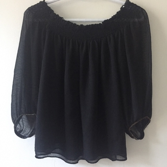Zara Off Shoulder Black Blouse - Picture 2 of 9